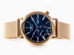 Zeppelin LZ120 Rome Lady Quartz Watch, PVD Rose Gold, Blue, 36 mm, 7137M-3