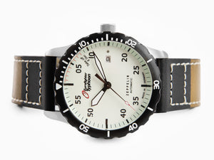 Zeppelin Eurofighter Automatic Watch, PVD, White, 43 mm, Day, Leather, 7268-5