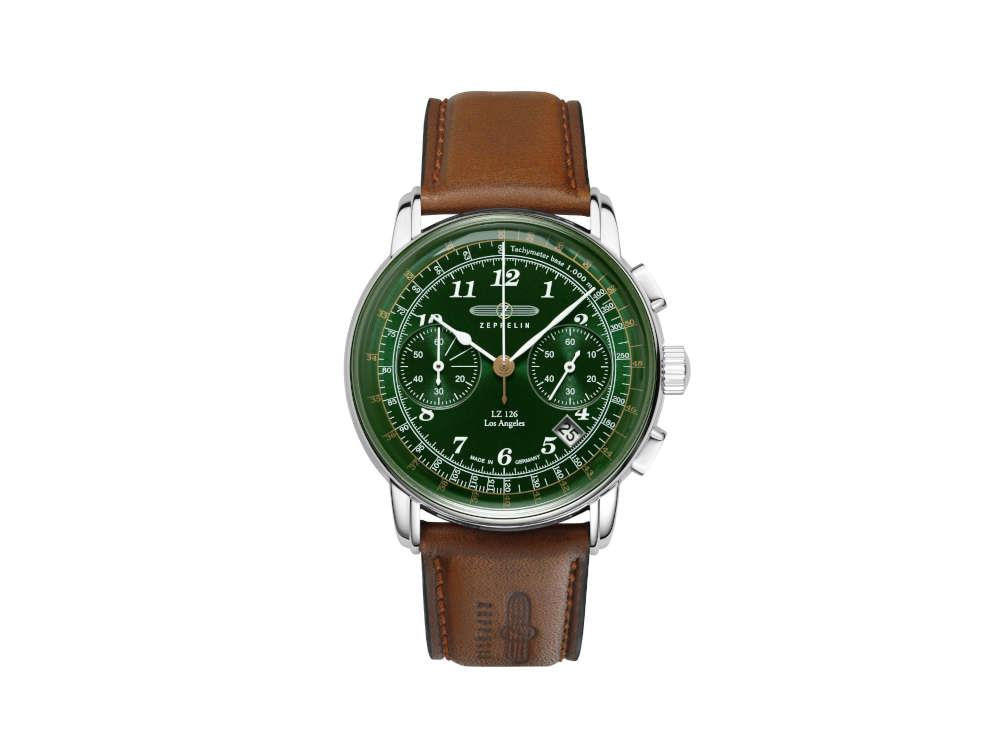 Zeppelin LZ126 Los Angeles Quartz Watch, Green, 42 mm, 7614-4