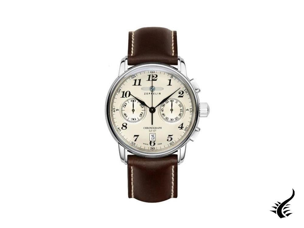 Zeppelin LZ 127 Graf Zeppelin Quartz Watch, Beige, 42 mm, Chronograph, 7678-5