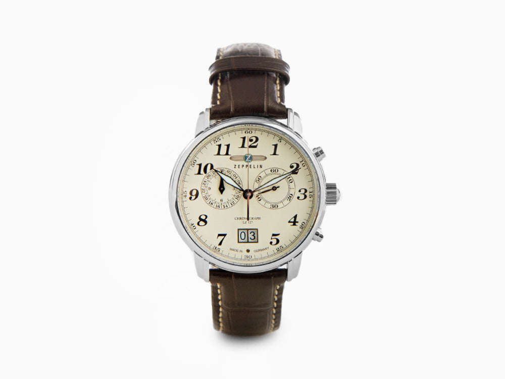 Zeppelin LZ 127 Graf Zeppelin Quartz Watch, Beige, 40 mm, Chronograph, 7684-5