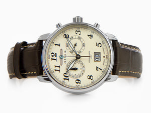 Zeppelin LZ 127 Graf Zeppelin Quartz Watch, Beige, 40 mm, Chronograph, 7684-5