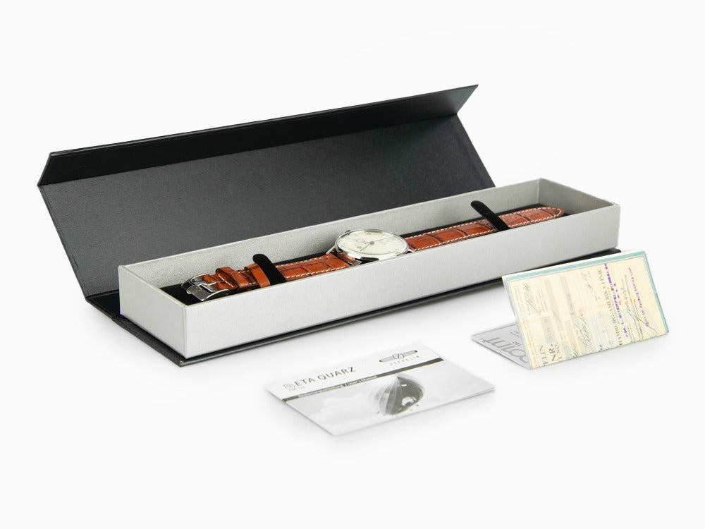 Zeppelin LZ 129 Hindenburg Quartz Watch, Beige, 40 mm, Day, Leather, 8042-5