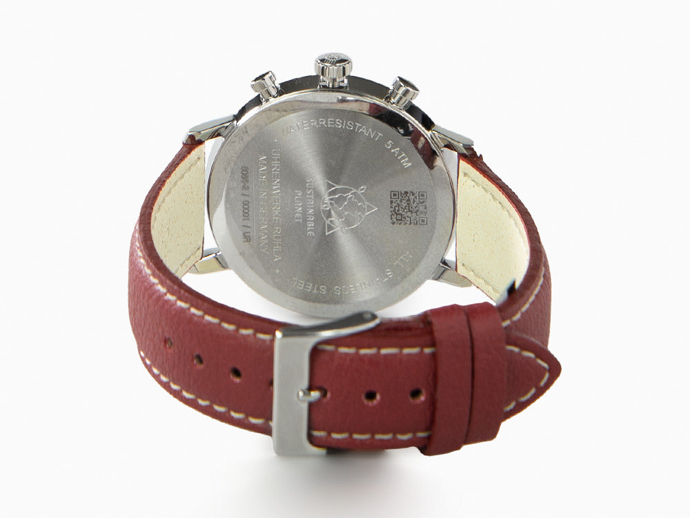Zeppelin LZ 129 Hindenburg Quartz Watch, Red, 41 mm, Day, Leather