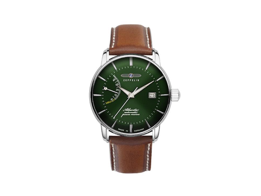 Zeppelin Atlantic Automatic Watch, Green, 41 mm, Day, Leather strap, 8462-4