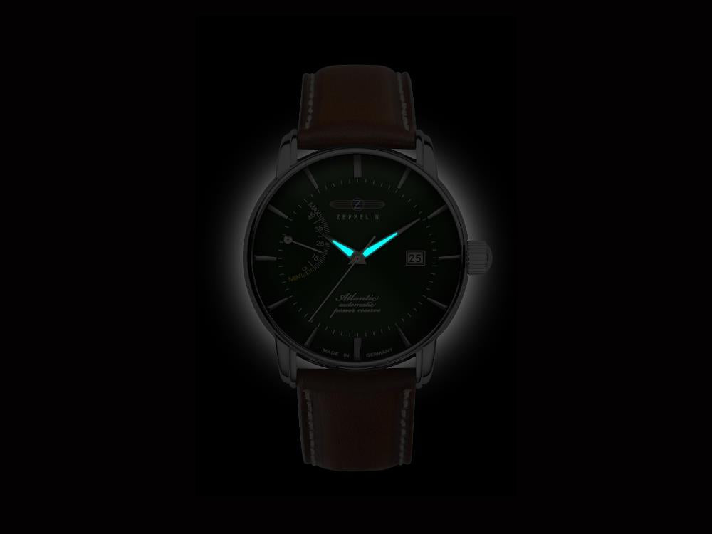 Zeppelin Atlantic Automatic Watch, Green, 41 mm, Day, Leather strap, 8462-4