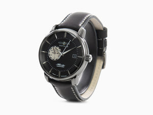 Zeppelin Atlantic Automatic Watch, Black, 41 mm, Day, Leather strap, 8470-2
