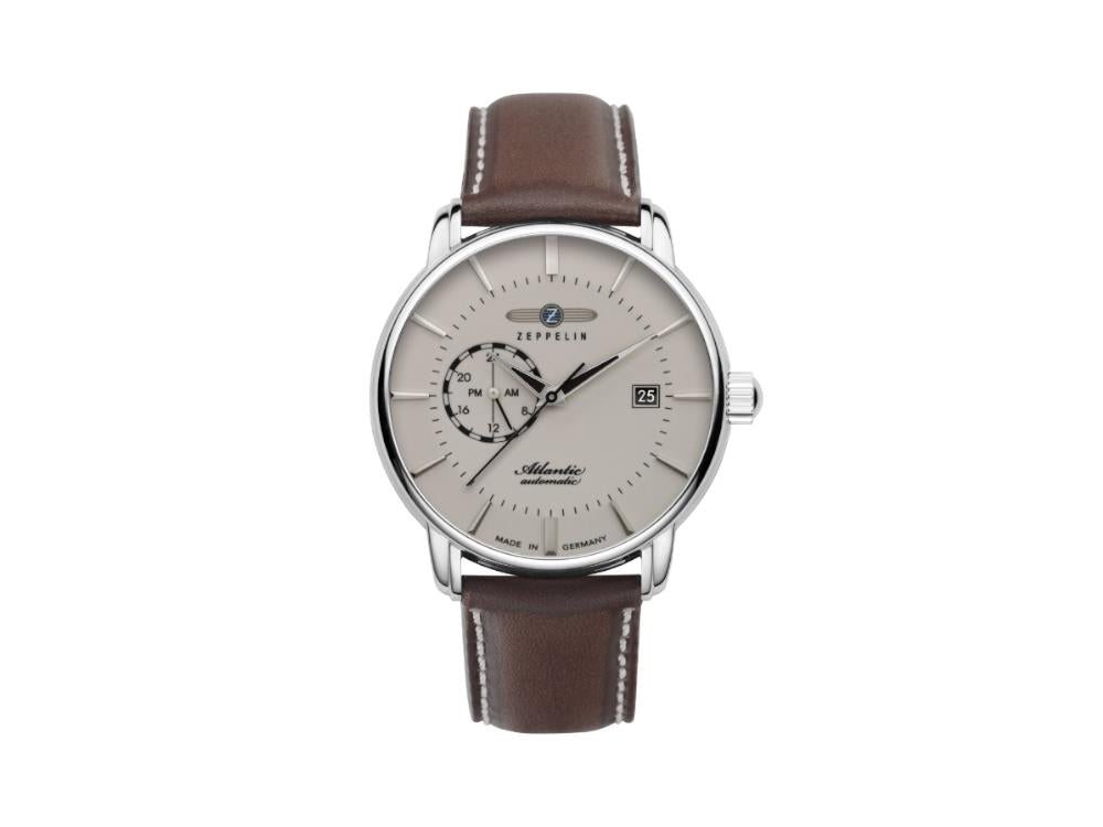 Zeppelin Atlantic Automatic Watch, Beige, 41 mm, Day, Leather strap, 8470-5