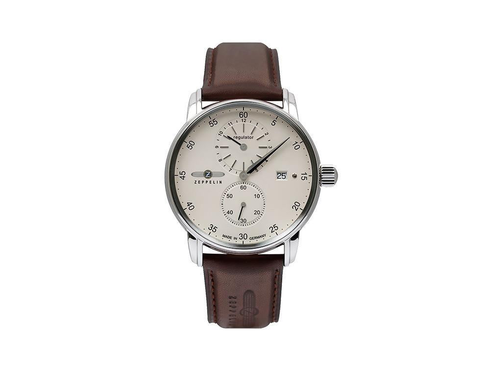 Zeppelin Captain Line Automatic Watch, White, 43 mm, Day, Leather strap, 8622-5