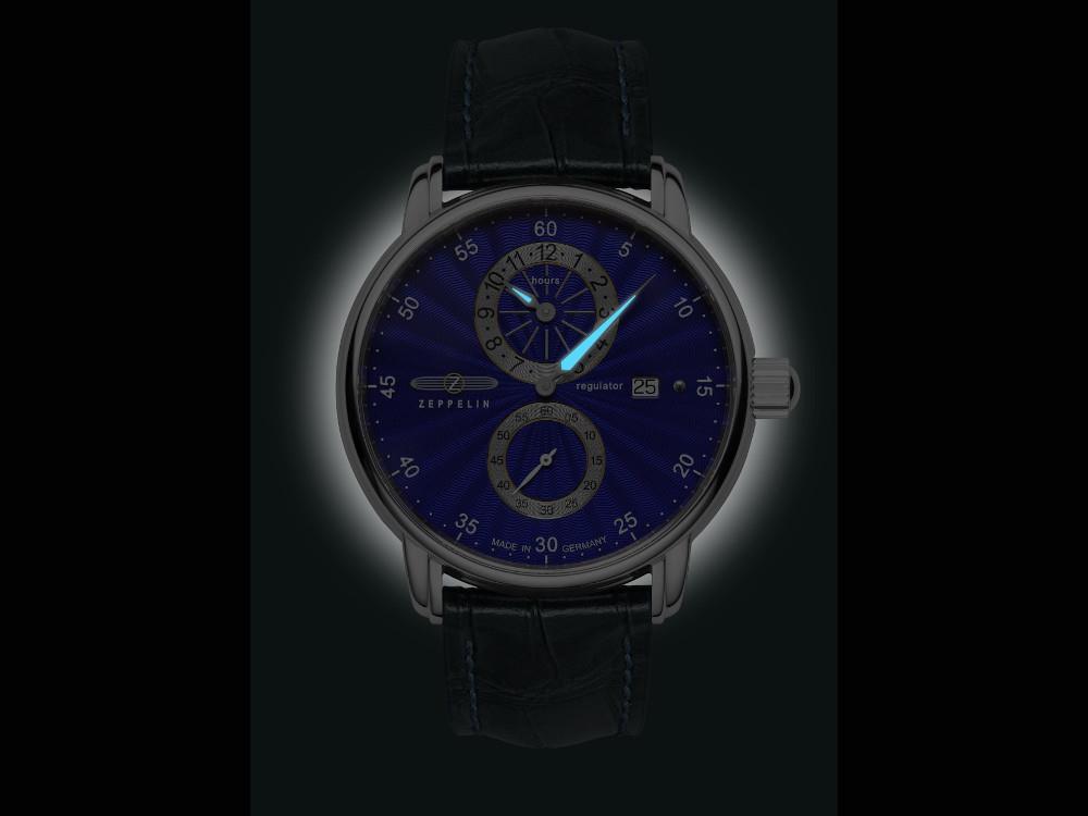 Zeppelin Captain Line Automatic Watch, Blue, 42 mm, Leather strap