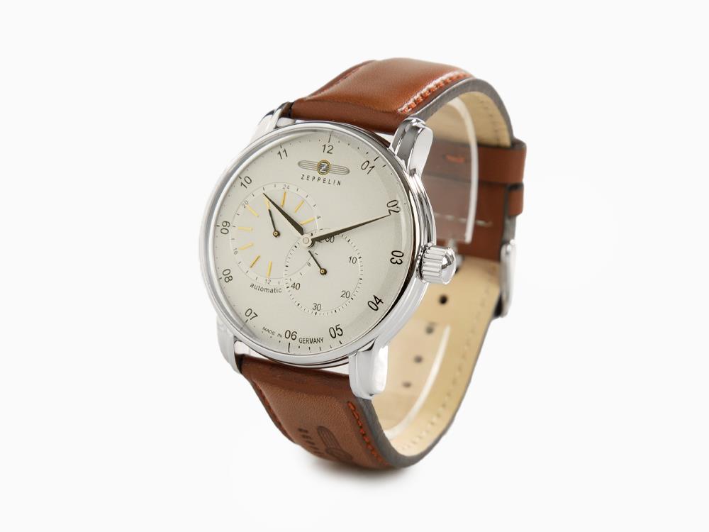 Zeppelin Captain Line Automatic Watch, Beige, 42 mm, Leather strap, 8662-1