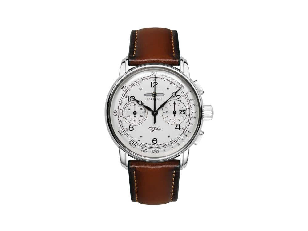 Zeppelin 100 Years Zeppelin Ed. 1 Quartz Watch, White, 42 mm, Day, 8676-1