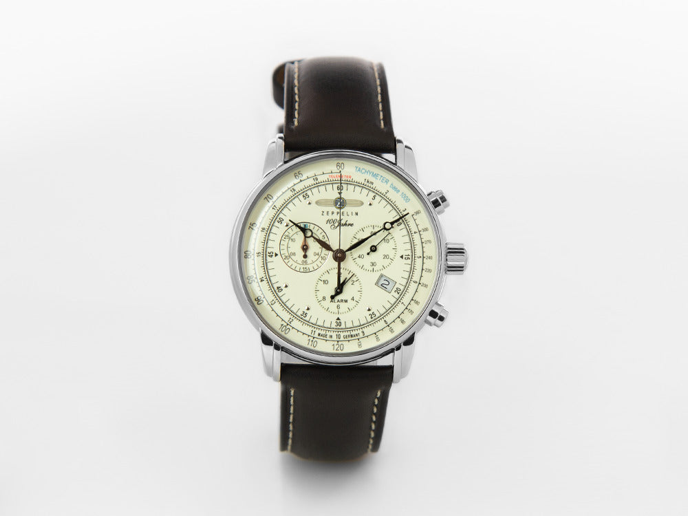 Zeppelin 100 Years Zeppelin Ed. 1 Quartz Watch, White, 42 mm, Day, 8680-3