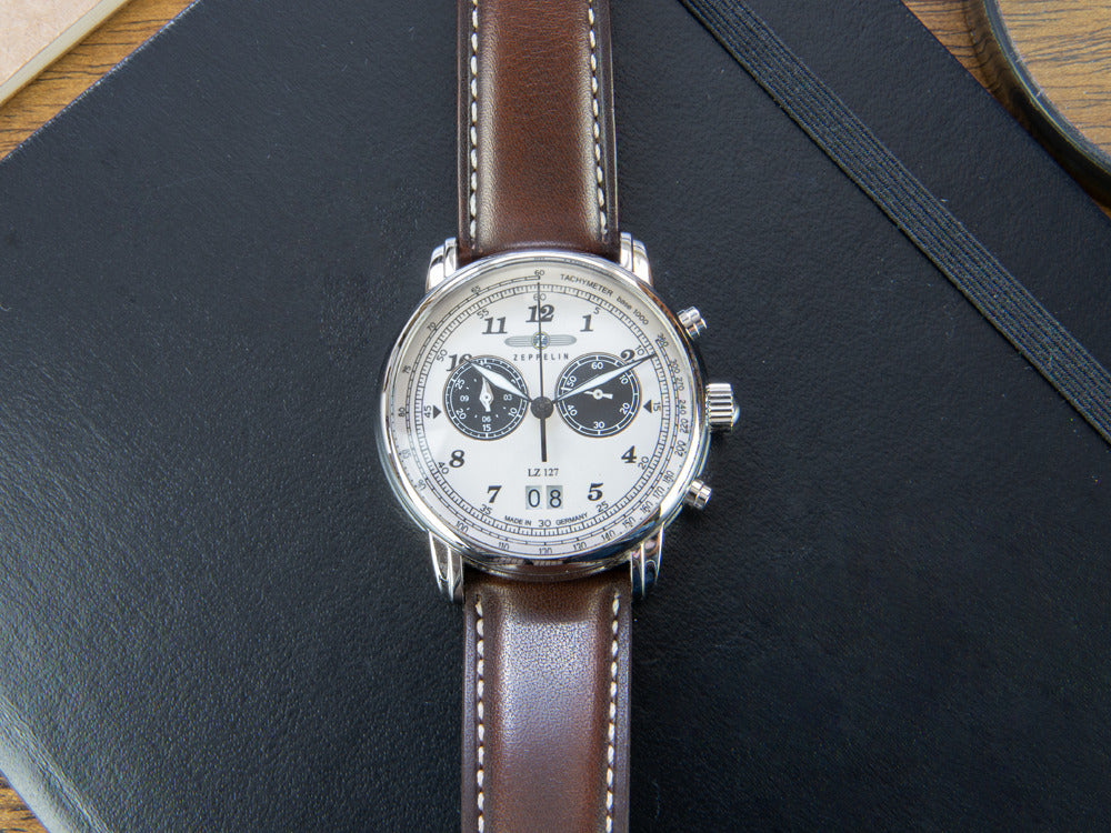 Zeppelin LZ 127 Graf Zeppelin Quartz Watch, Beige, 40 mm, Chronograph, 8684-5