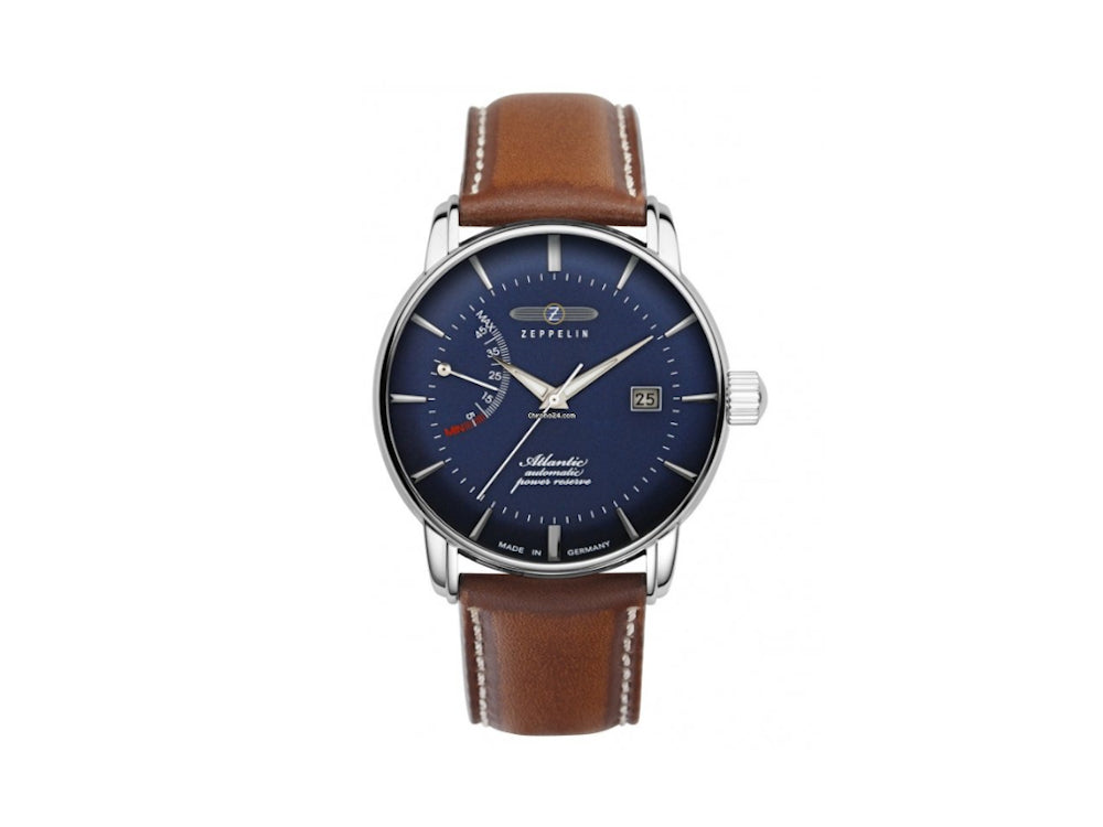 Zeppelin Atlantic Automatic Watch, Blue, 42 mm, Day, Leather strap, 8462-3