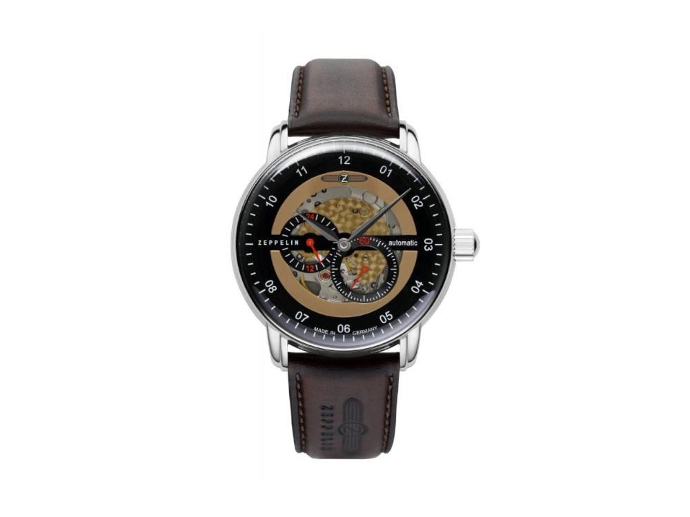 Zeppelin Captain Line Automatic Watch, Beige, 43 mm, Leather strap, 8664-5