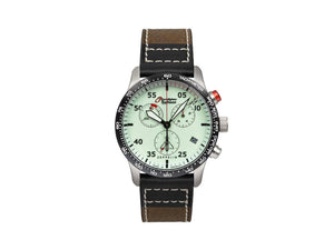Zeppelin Eurofighter Quartz Watch, White, Day, Leather strap, 7298-5