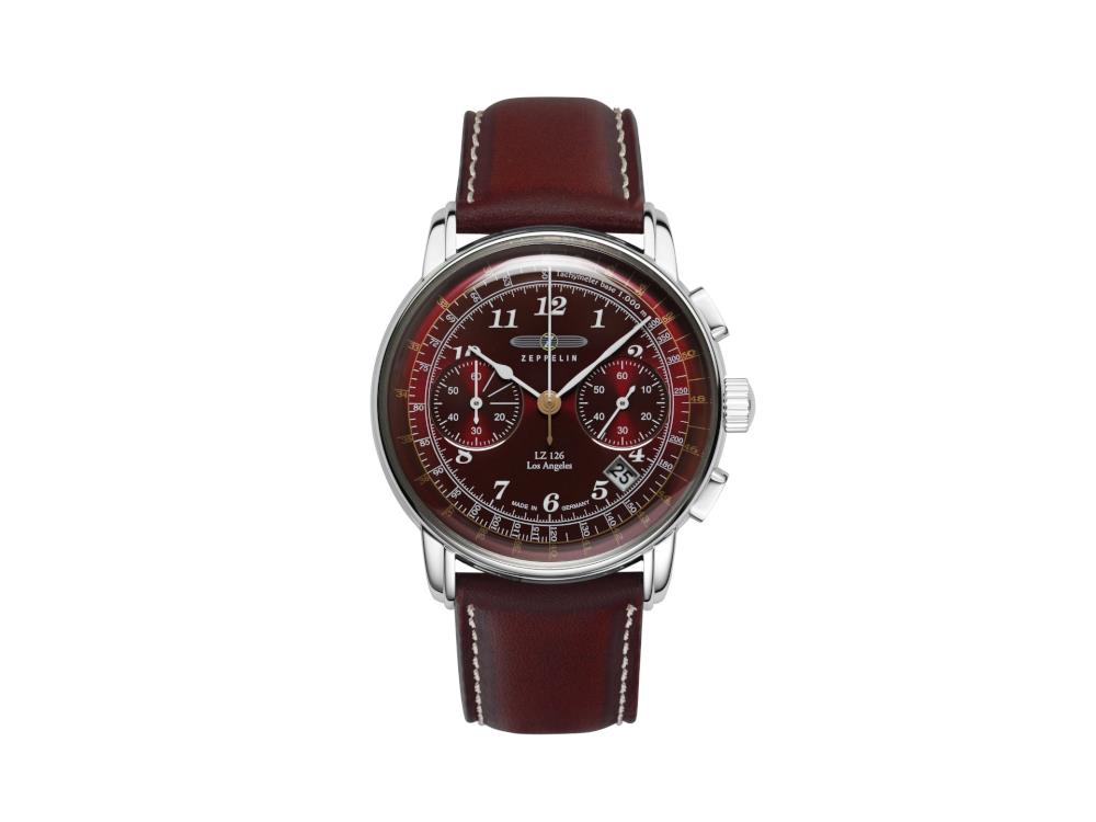 Zeppelin LZ126 Los Angeles Quartz Watch, Red, 42 mm, 7614-6