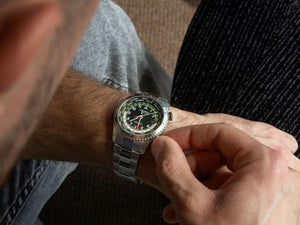 Alpina Startimer Pilot Quartz Worldtimer Watch, 41 mm, Green, Day, AL-255GR4S26B
