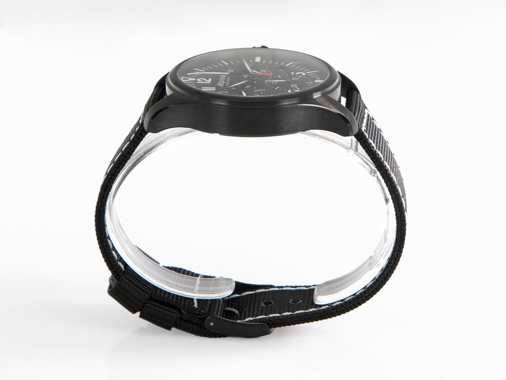 Alpina Startimer Pilot Chronograph Quartz Watch, PVD, 42 mm, Black, Day and date