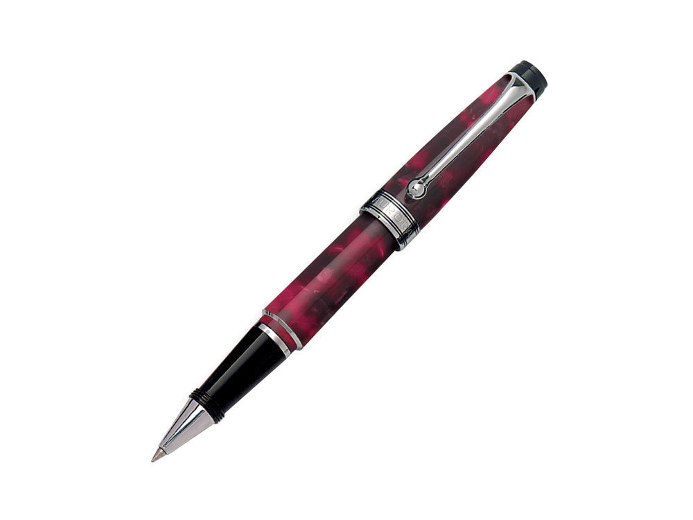 Aurora Optima Mini Rollerball pen, Burgundy Auroloide, Chrome trim, 975-CMXA