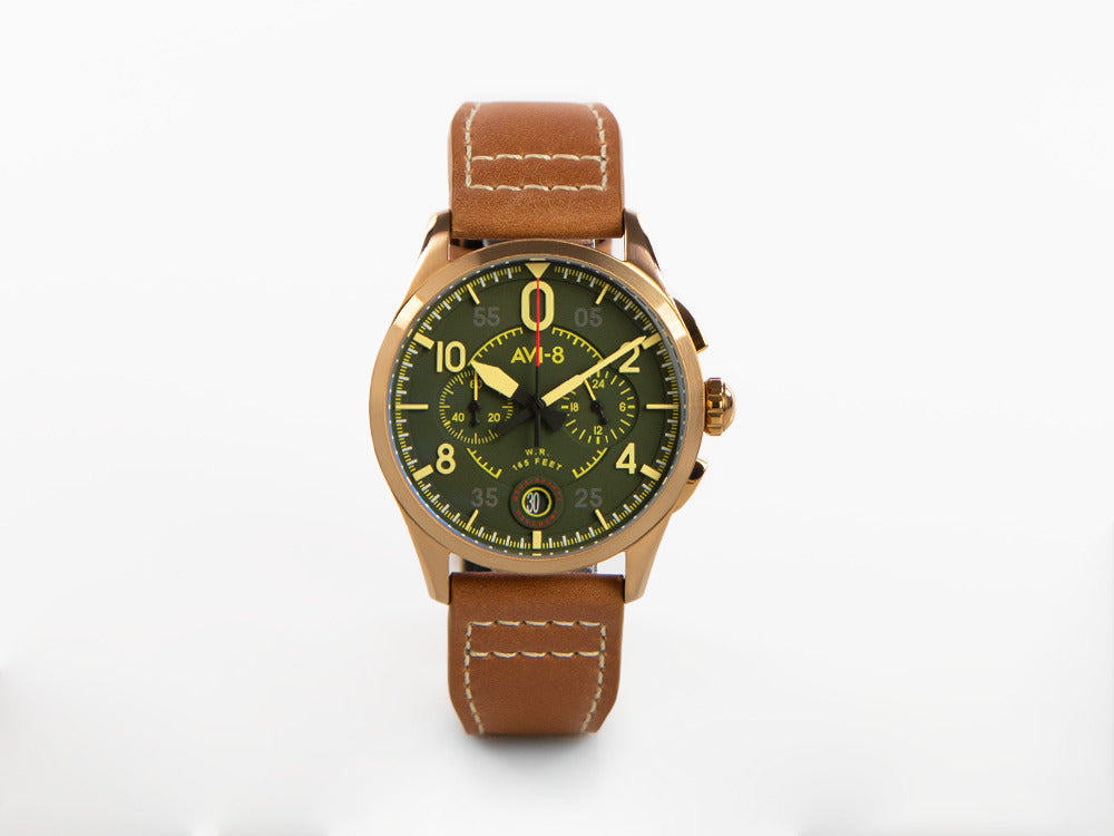 AVI-8 Spitfire Lock Chronograph Bronze Green Quartz Watch, 42 mm, AV-4089-02