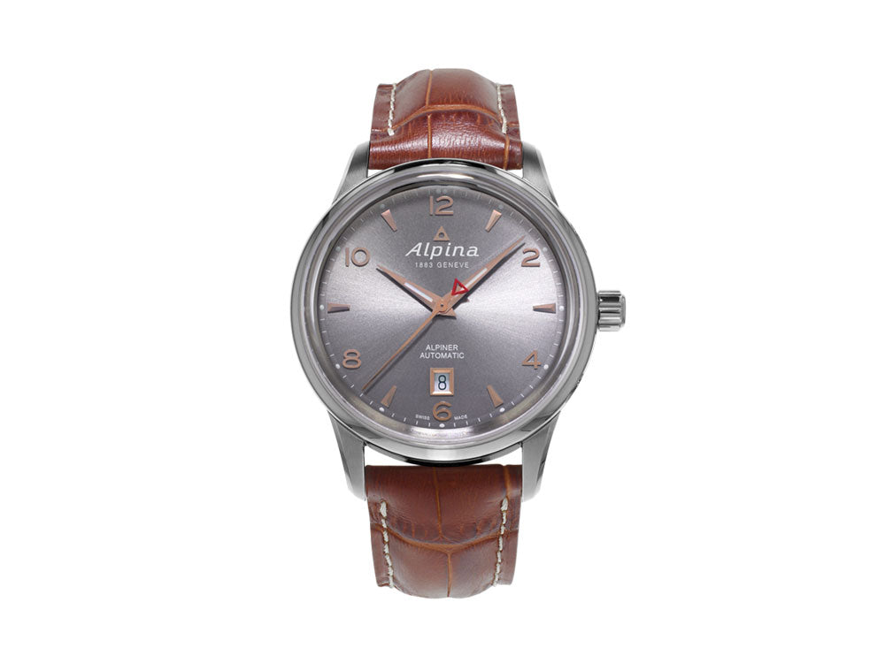 Alpina Alpiner Automatic Watch, AL-525, Grey, 41,5mm, Leather strap, AL-525VG4E6
