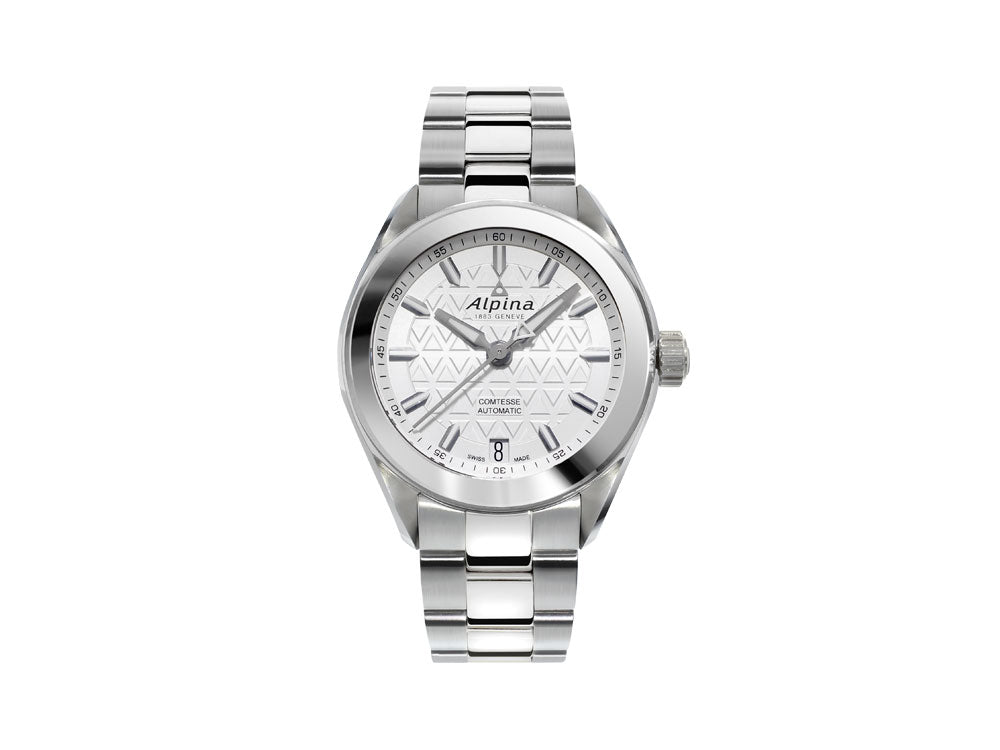 Alpina Comtesse Ladies Automatic Watch, Silver, 34mm, Day, Sapphire Crystal