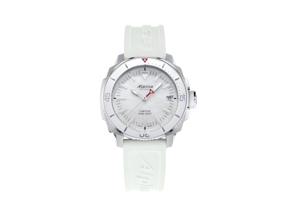 Alpina Seastrong Diver Comtesse Ladies Quartz Watch, White, 34 mm, AL-240MPW2VC6