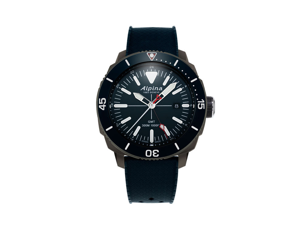 Alpina Seastrong Diver GMT Quartz Watch, Blue, 44 mm, 30 atm, AL-247LNN4TV6