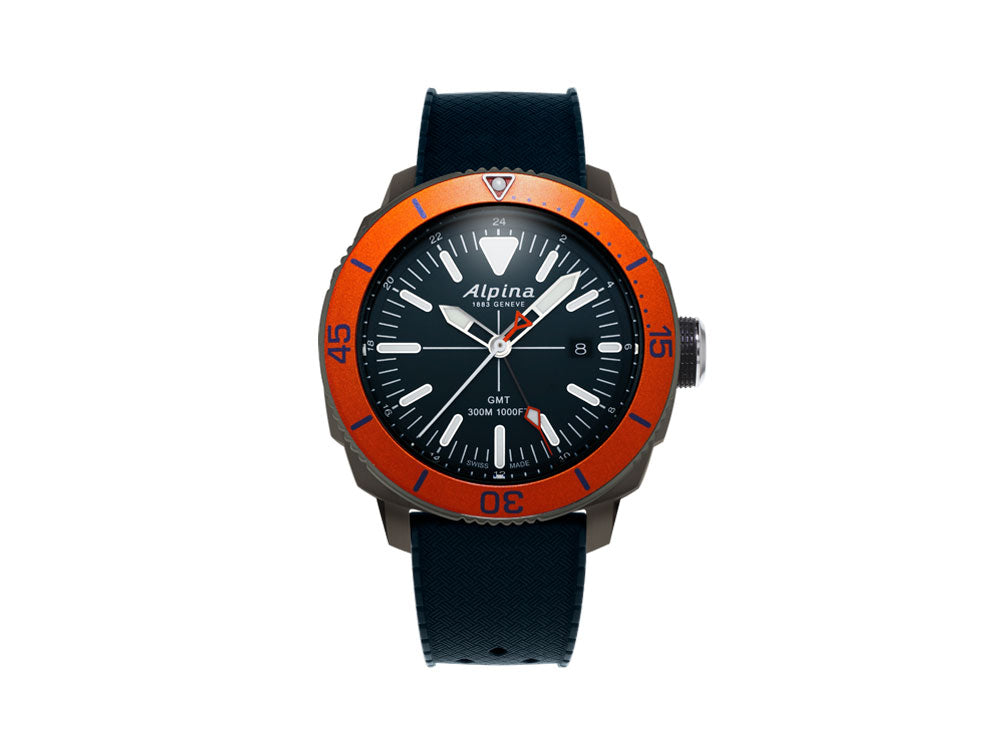 Alpina Seastrong Diver GMT Quartz Watch, Blue, 44 mm, 30 atm, AL-247LNO4TV6