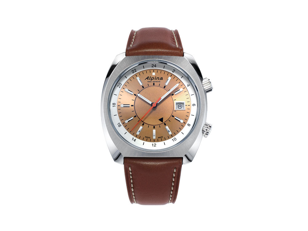 Alpina Startimer Pilot Heritage Automatic Watch, 42 mm, GMT, Brown, AL-555RGS4H6