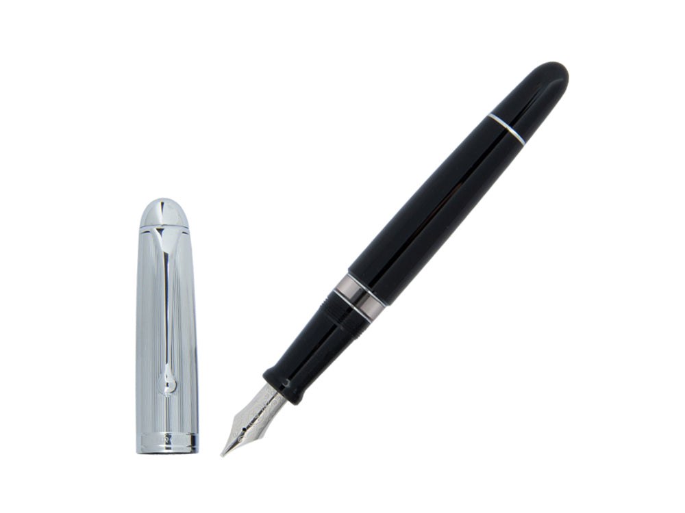Aurora 88 Big Fountain Pen, Black Resin, Chrome trim, 806