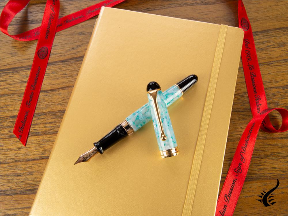 Aurora 888 Uranus Fountain Pen, Blue Auroloide, 18K Rose gold, L.E