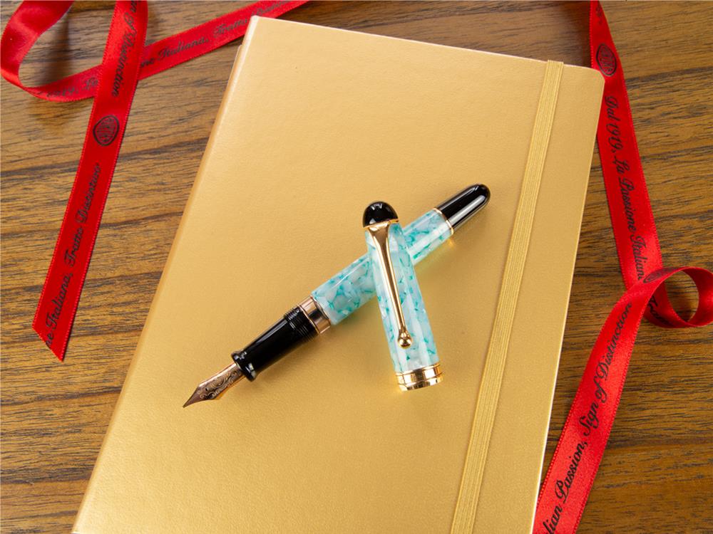 Aurora 888 Uranus Fountain Pen, Blue Auroloide, 18K Rose gold, L.E