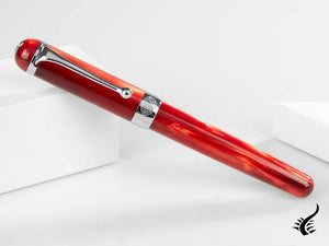 Aurora Alpha Fountain Pen, Resin, Red, Chrome Trim, H11CR