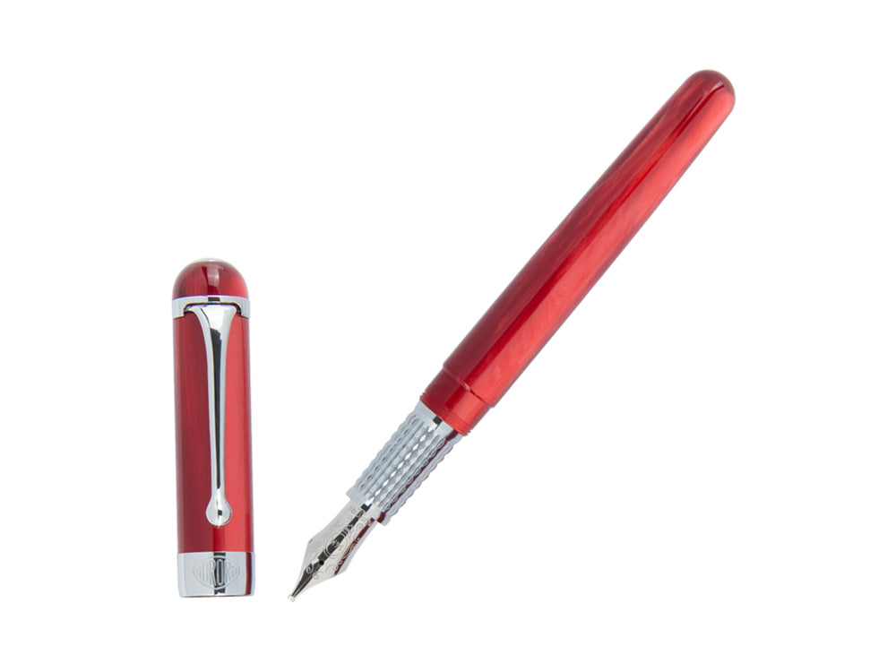 Aurora Alpha Fountain Pen, Resin, Red, Chrome Trim, H11CR