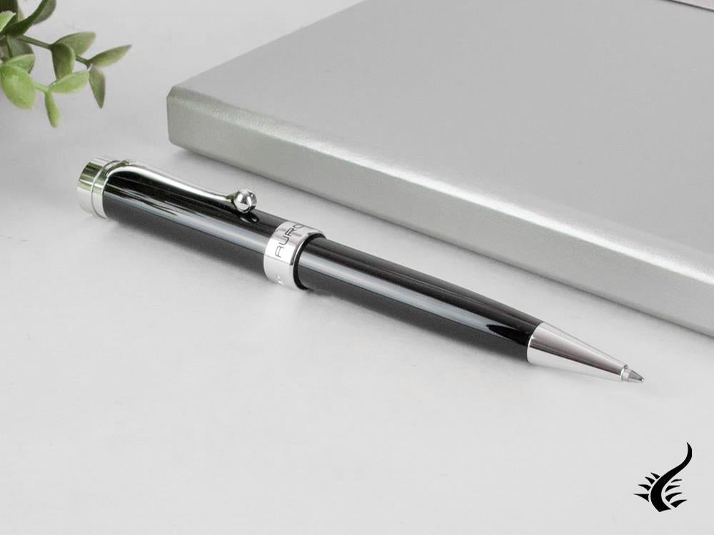 Aurora EDO Ballpoint Pen, Resin, Chrome Trim, Black, O31-N