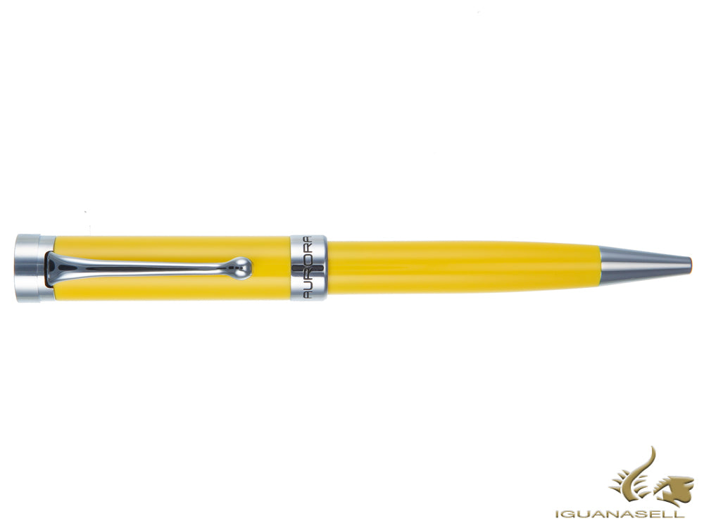 Aurora EDO Ballpoint Pen, Resin, Chrome Trim, Yellow, O31-Y