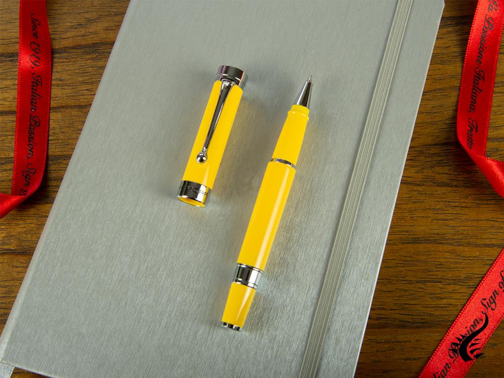 Aurora EDO Rollerball Pen, Resin, Chrome Trim, Yellow, O71-Y