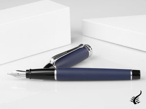 Aurora Fountain Pen Ipsilon Satin  - Blue Resin and Chrome - B10B