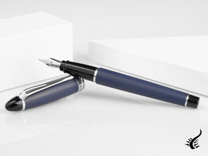 Aurora Fountain Pen Ipsilon Satin  - Blue Resin and Chrome - B10B