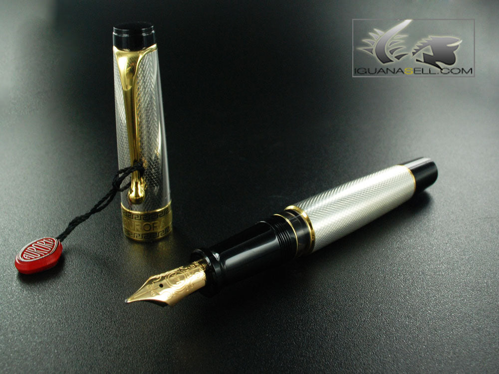 Aurora Fountain Pen Optima -Solid Silver 925 & Gold Nib