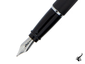 Aurora Ipsilon Fountain Pen, Black Resin, Chrome trim, B10N