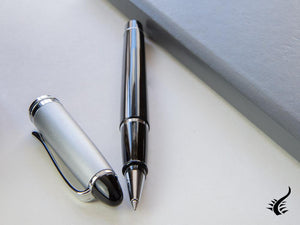 Aurora Ipsilon Rollerball pen, Resin, Chrome trim, Black, B71C