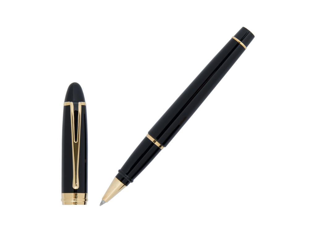 Aurora Ipsilon Rollerball pen, Resin, Gold trim, Black, B72-N