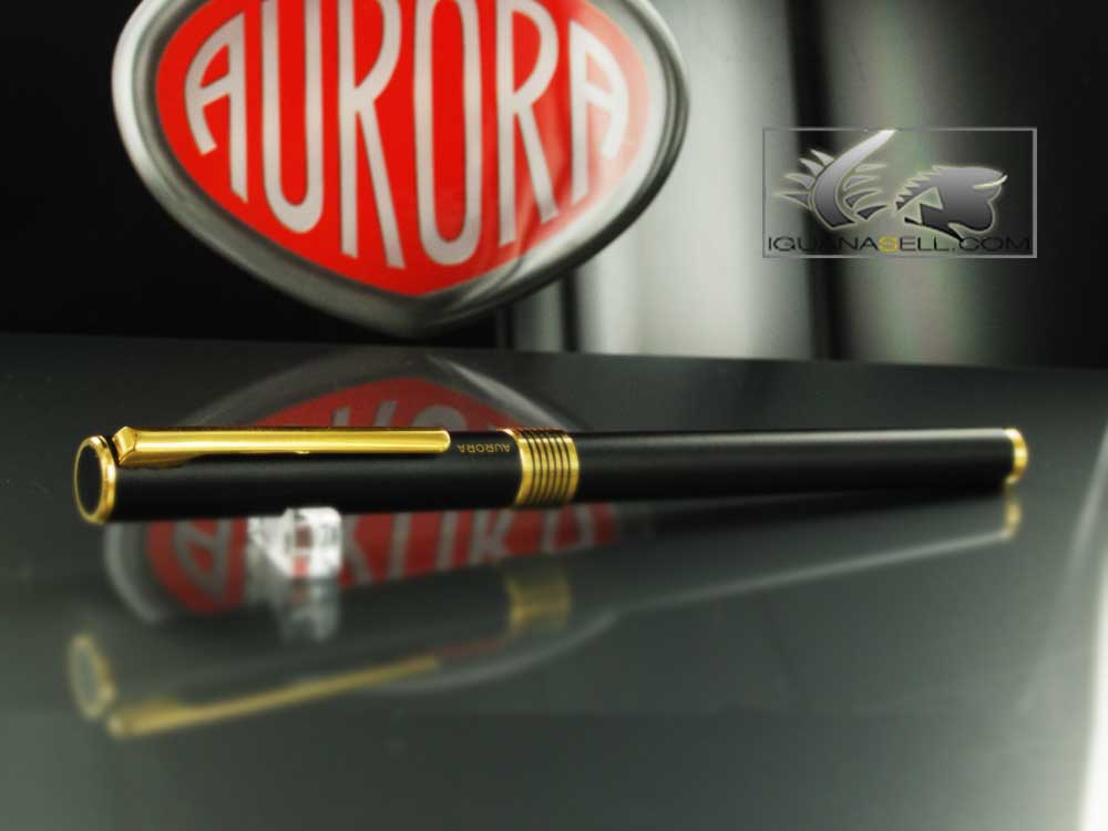 Aurora Marco Polo Fountain Pen Black/Gold Plated - New