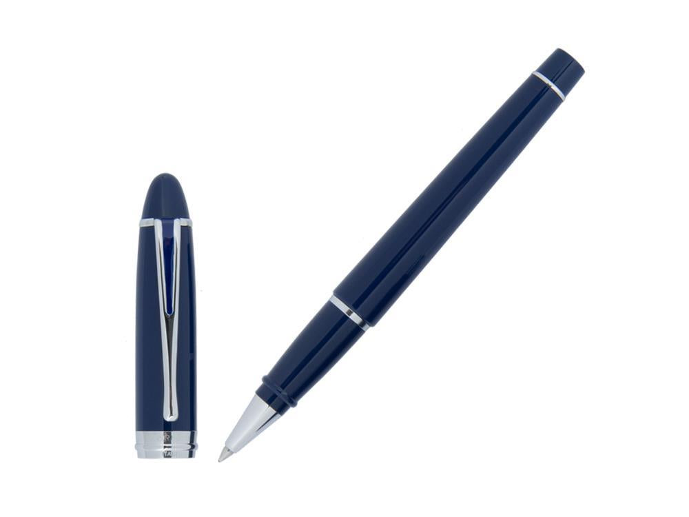 Aurora Rollerball Pen Ipsilon De Luxe -Blue Resin & Chrome Trims-B72CB
