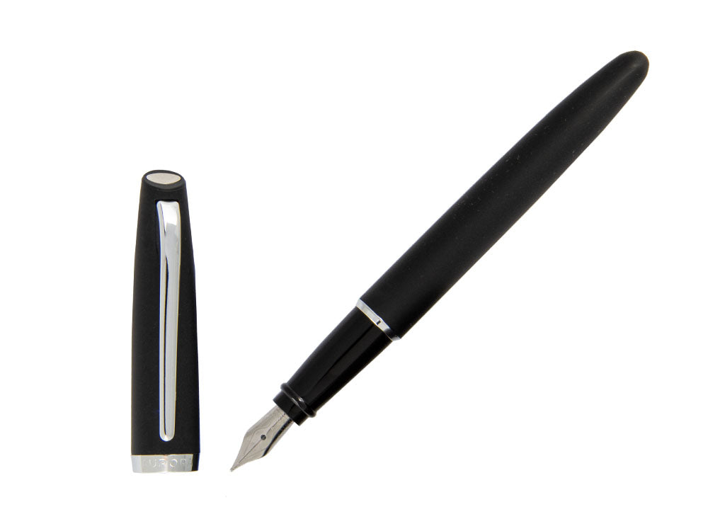 Aurora Style Fountain Pen, Black Resin, Chrome trim, E20N