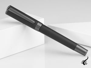 Aurora TU Full Metal Black Fountain Pen, Ruthenium trim, Black, T10-RN